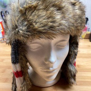 Youth Cabin Fever Faux Fur Contrast Knit Trapper Hat